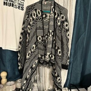 BONGO Black and White Aztec Cardigan